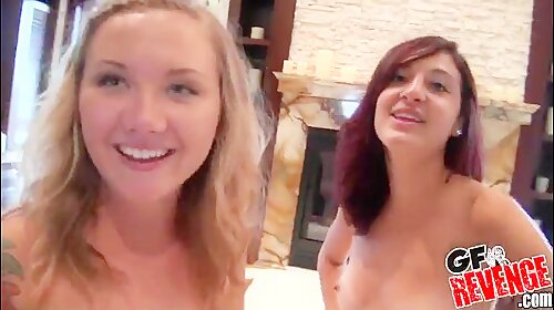 Golden hairy  two girls sucking my cock and I am filming