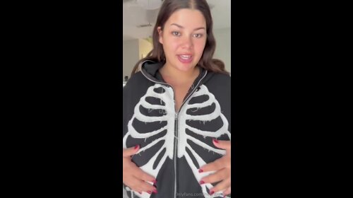 ihearttrenity in a skeleton hoodie porn