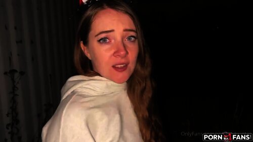 Redheadwinter nude POV Outdoor Blowjob With Cum Swallow